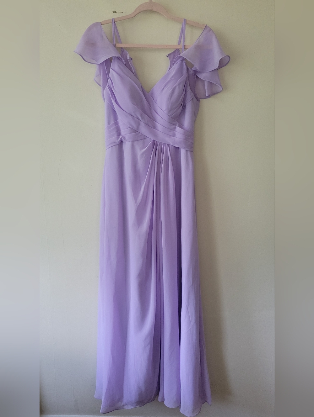 Azazie Lilac Ruffle-Sleeve Chiffon Maxi Dress